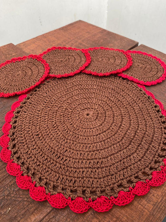 Crochet Mat and Coaster set
